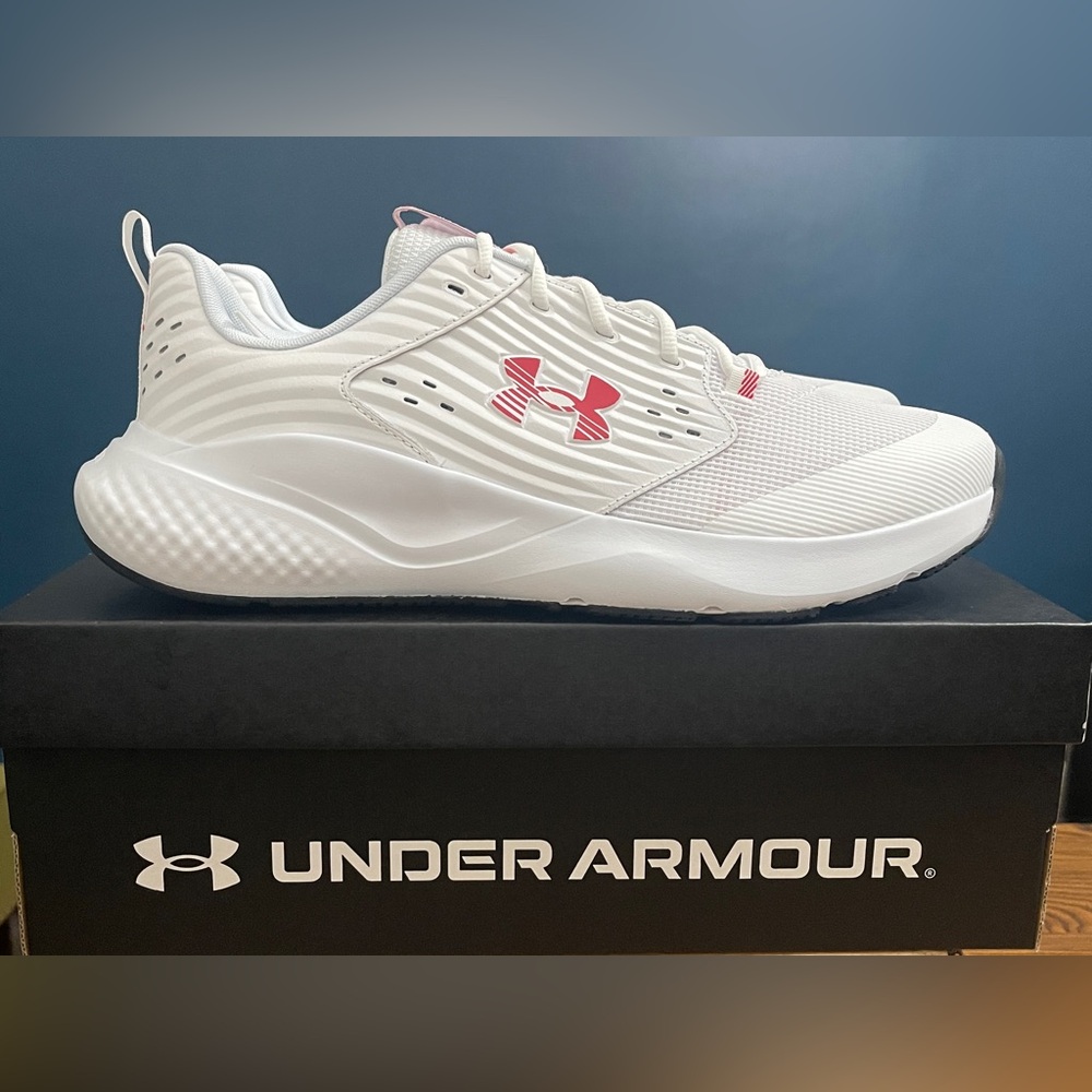 Under Armour Men’s Charged Commit Trainer 4 Sneaker White/Gray/Red Size 14 - Picture 6 of 12